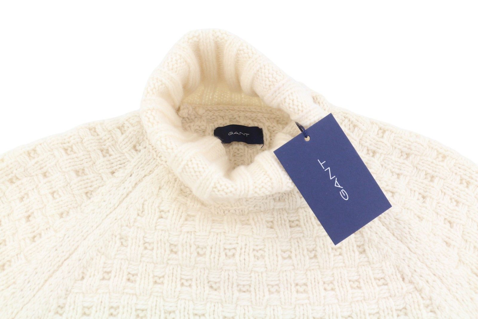 Gant CHUNKY TEXTURE TURTLENECK M Cream Wool Blend Jumper 87247 Size US M / EU 48-50 / 2 - 5 Thumbnail