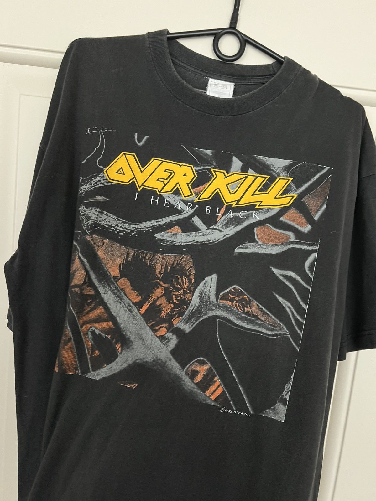 Band Tees Vintage 1993 Overkill I Hear Black T-Shirt Heavy Metal Band Size US XL / EU 56 / 4 - 7 Thumbnail
