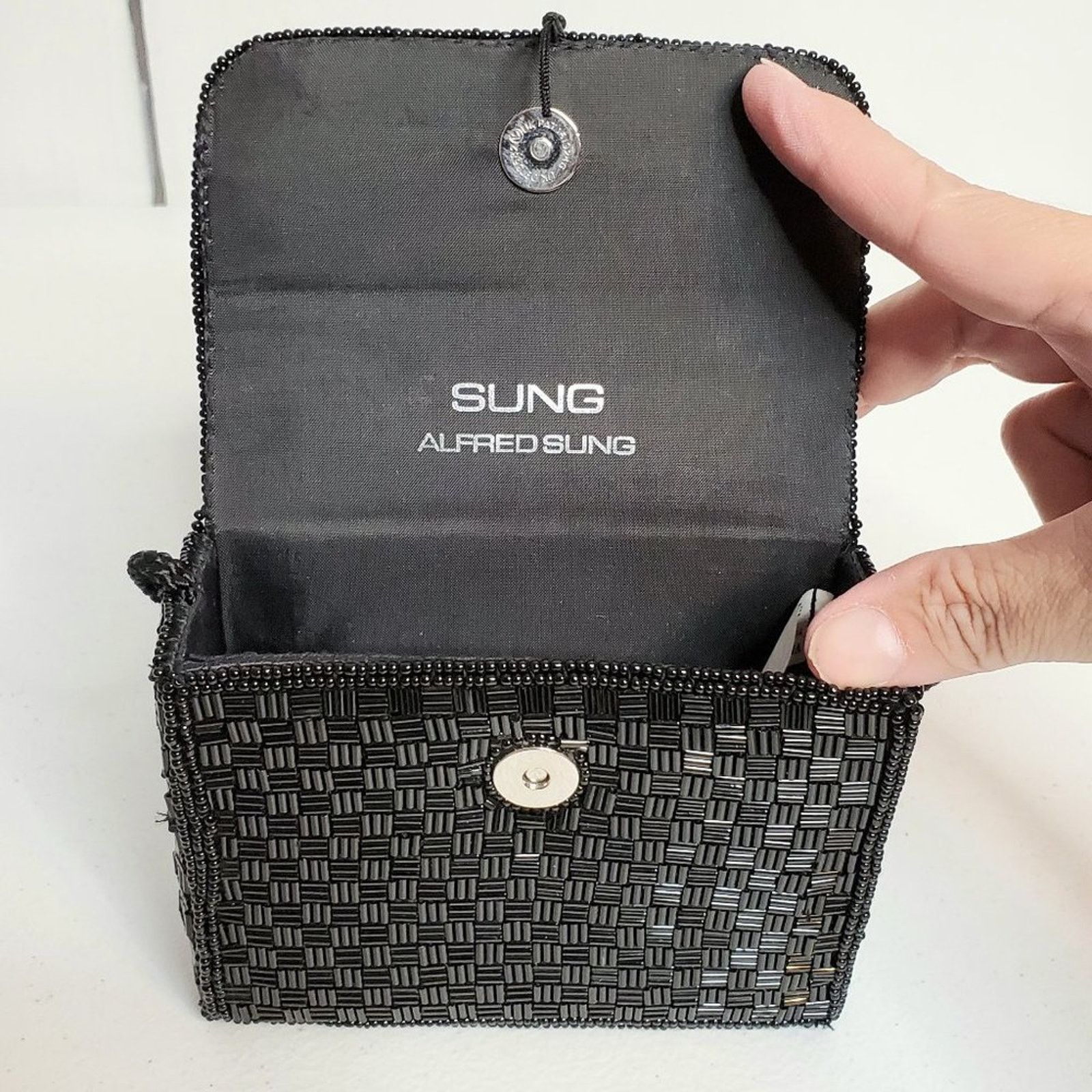 Designer Alfred Sung Square Beaded Formal Evening Shoulder Bag Size ONE SIZE - 7 Thumbnail