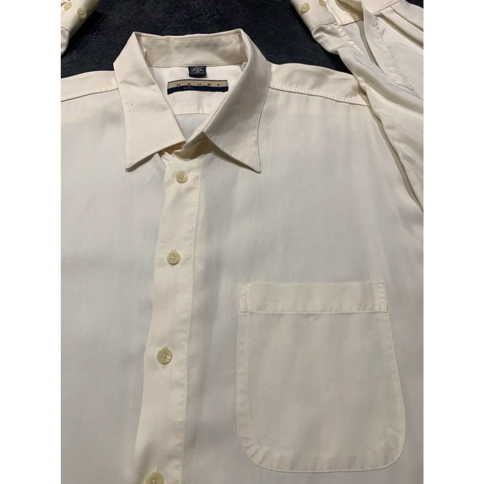 Vintage HAUPT Germany Big & Tall Mens Beige Long Sleeve Button-Down Denim Shirt XXL Size US XXL / EU 58 / 5 - 2 Thumbnail