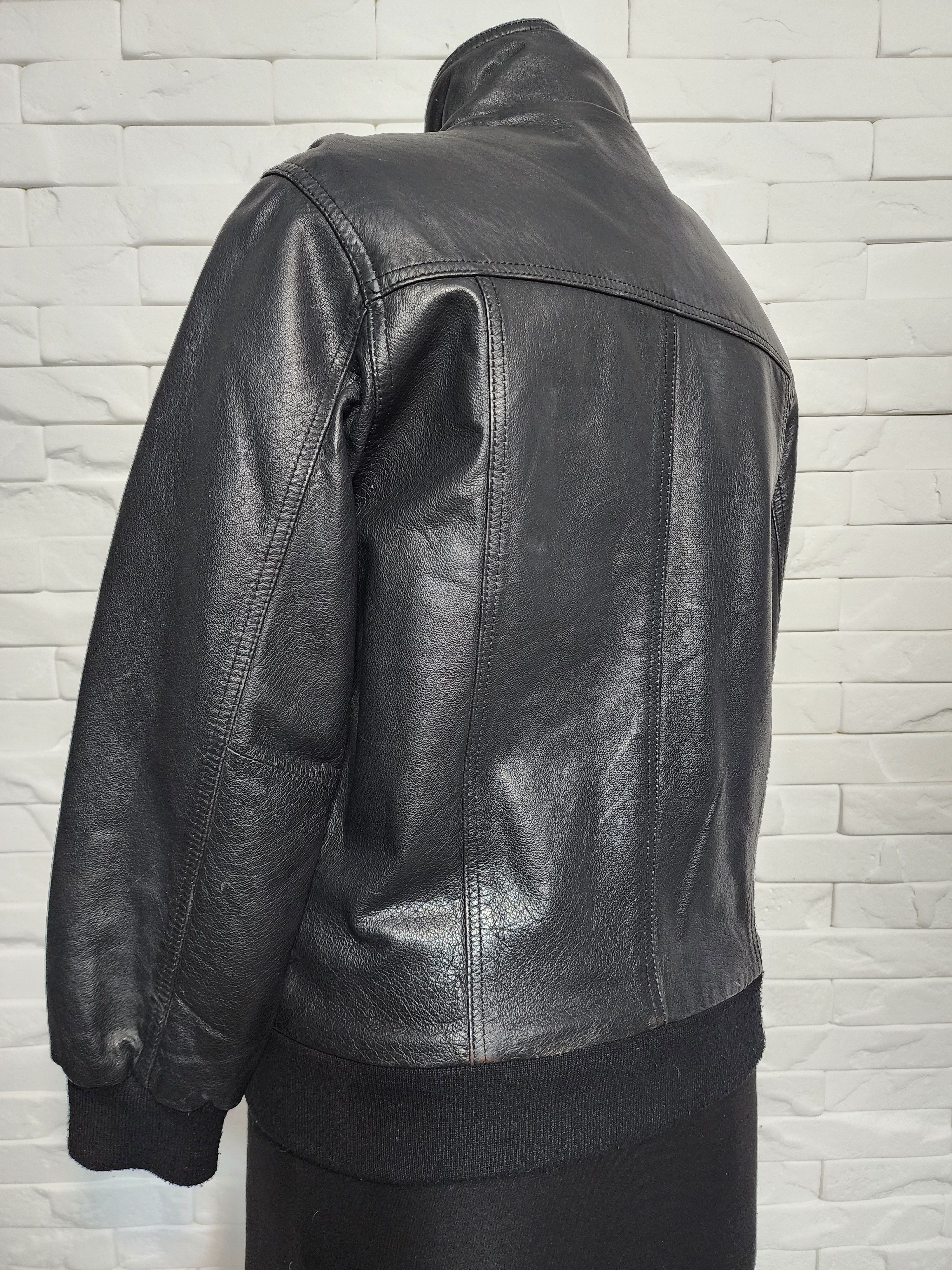Other Black Leather Quilted Jacket: Men's Metal Zipper Bomber Size US M / EU 48-50 / 2 - 6 Thumbnail