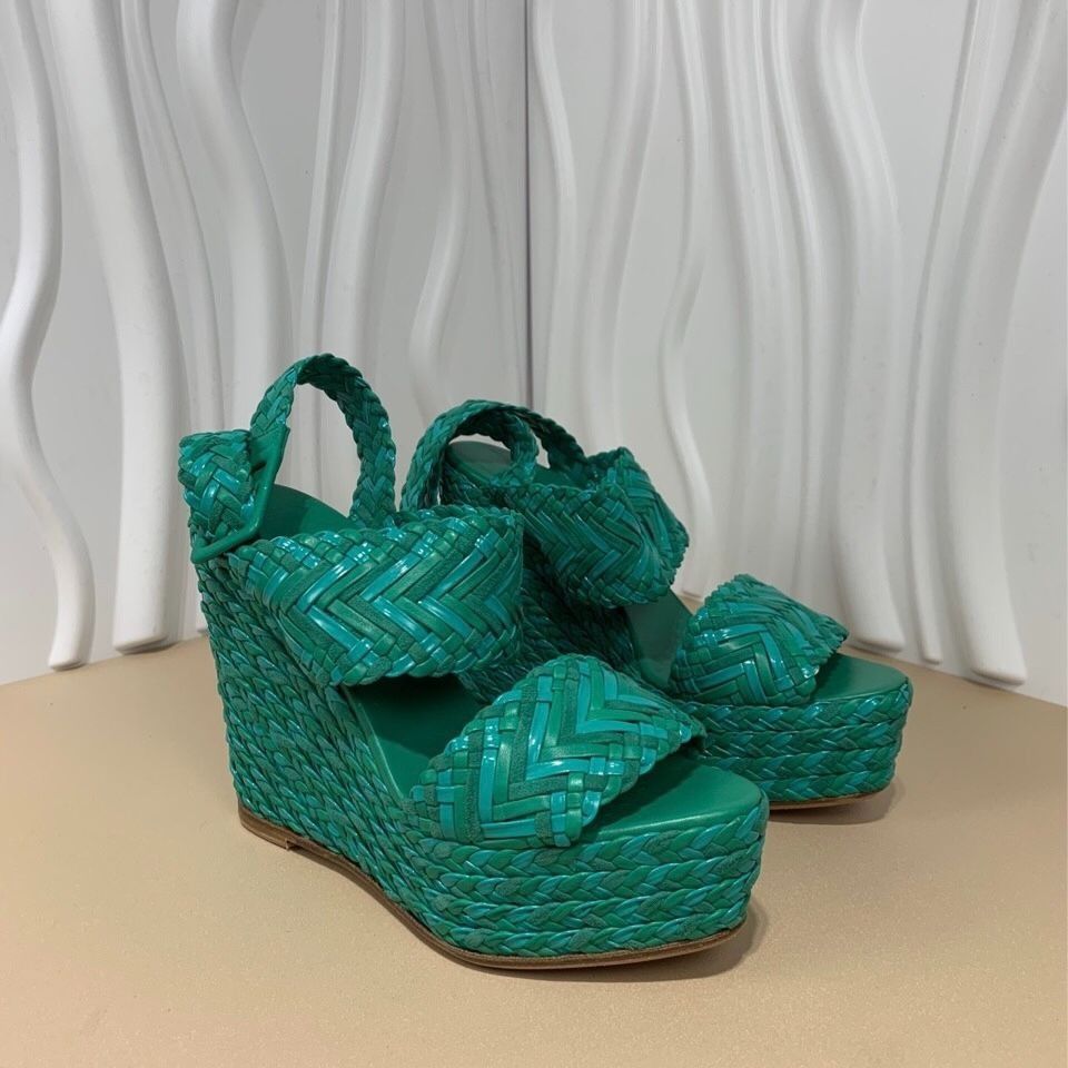 Hermes Hermès Green Woven Lace-Up Sandals Wedges Size 36 New Full S Size US 6 / IT 36 - 6 Thumbnail