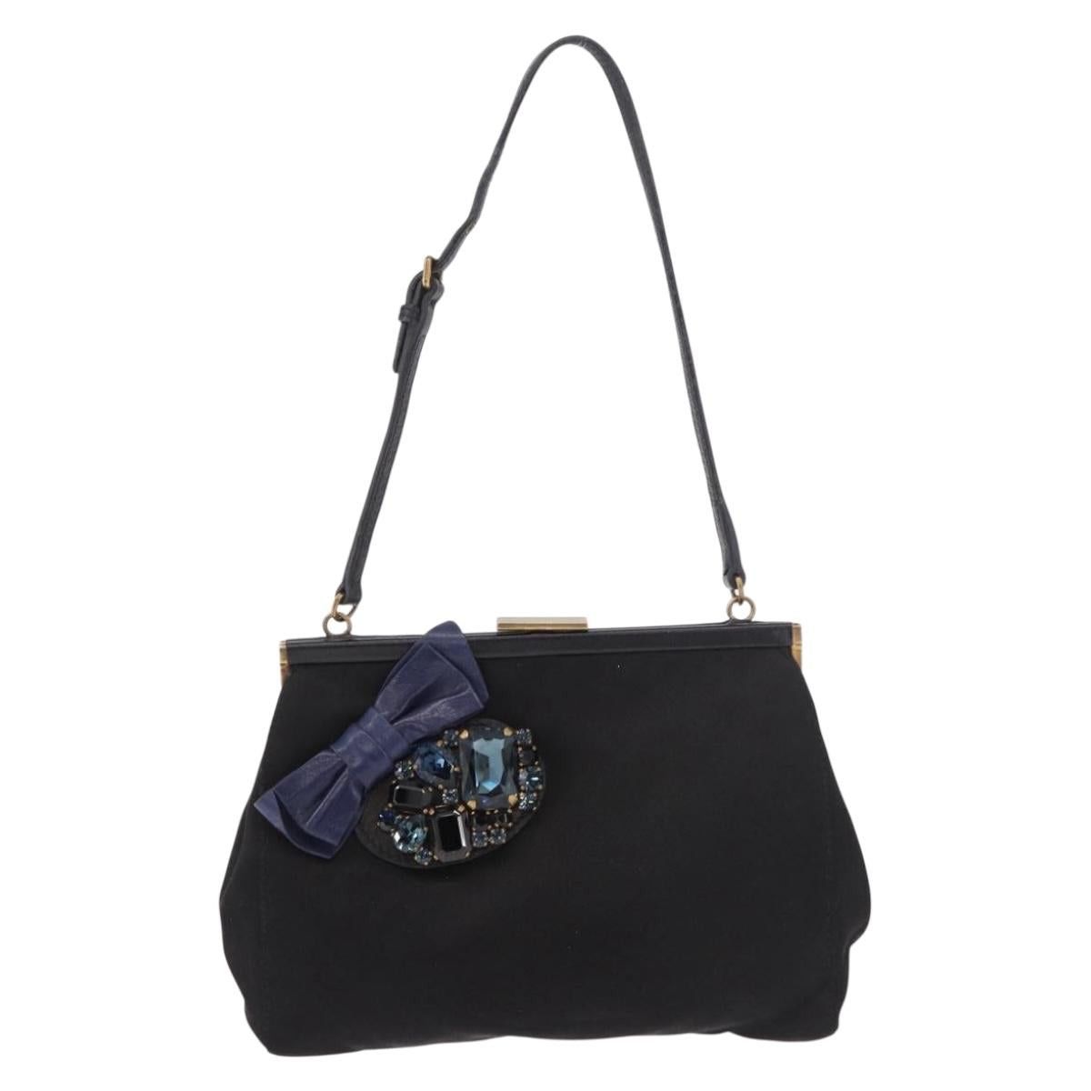 Miu Miu Miu Miu Hand Bag Satin Black Gold Auth 187043A - Jerrillo Size ONE SIZE - 13 Thumbnail