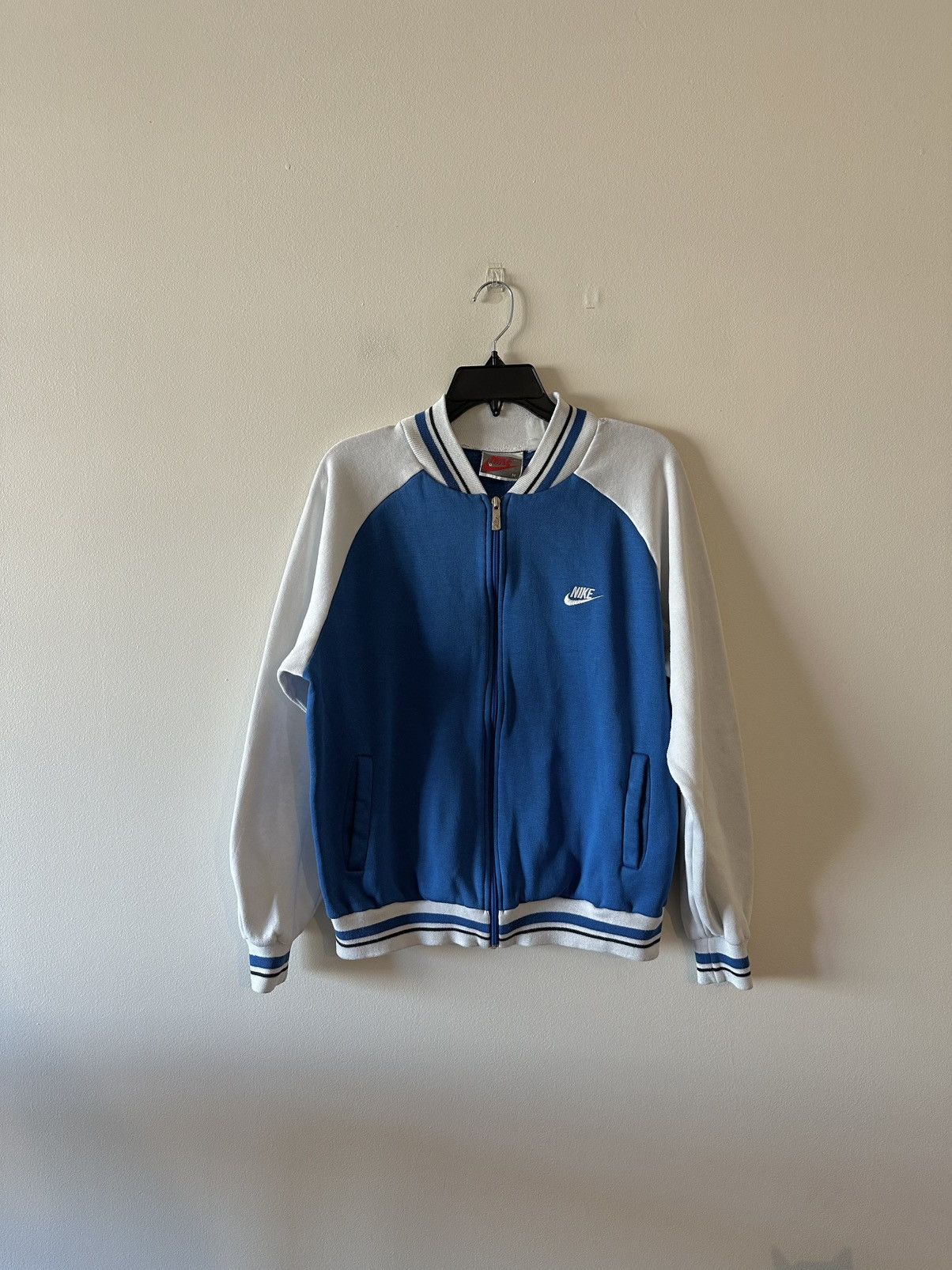 Nike Vintage Nike Track Jacket Cotton Fleece Blue Zip M 80s Retro Size US M / EU 48-50 / 2 - 1 Thumbnail