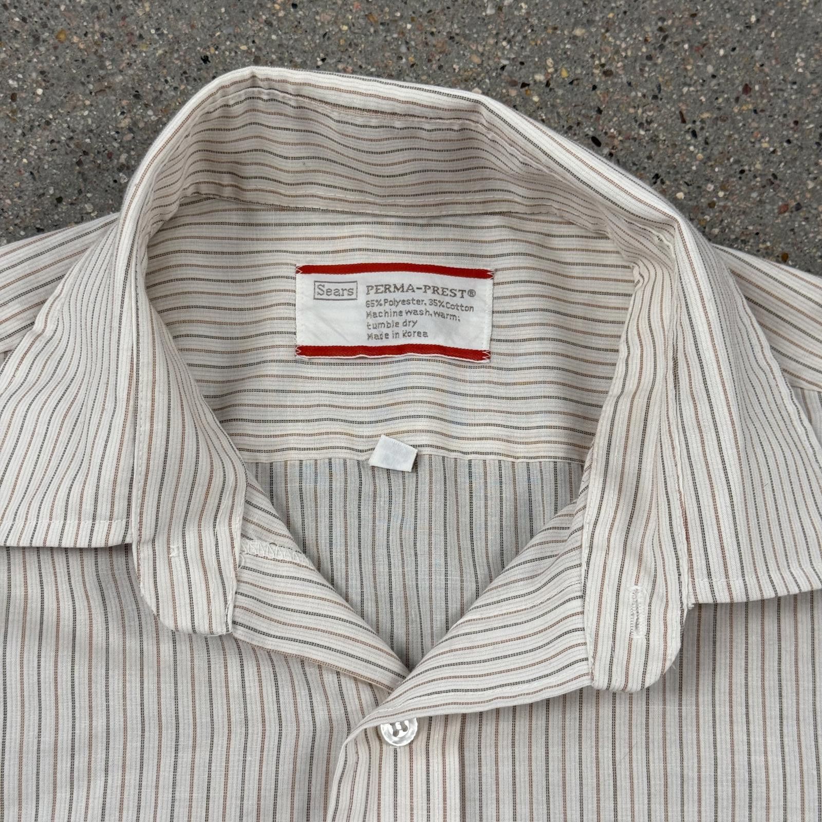 Sears Vintage 70s 80s SEARS PERMA-PREST Dress Shirt 15½ 32-33 DS Size US M / EU 48-50 / 2 - 2 Thumbnail