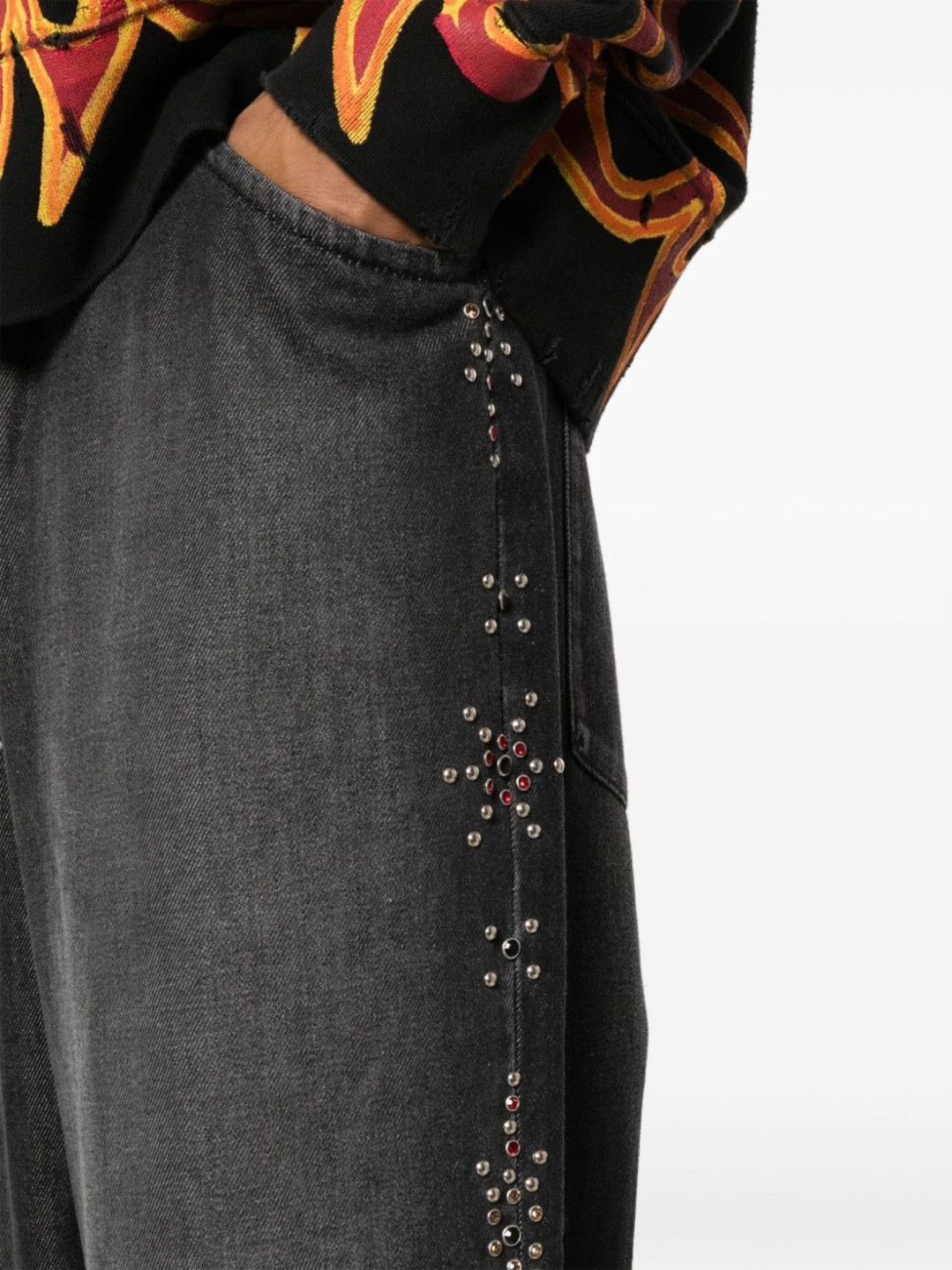 Bluemarble stud-embellished wide leg denim jean