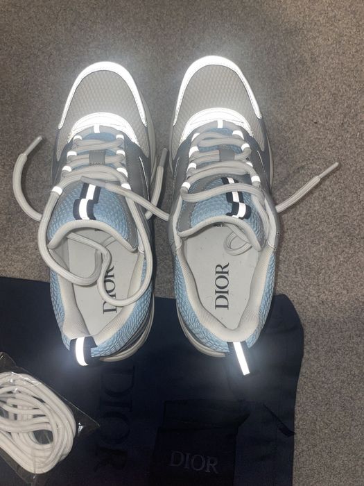 b22 sneaker white and blue technical mesh and gray calfskin