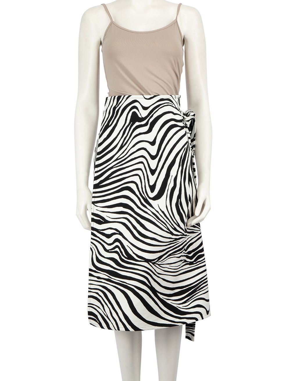 image of Celine Zebra Print Belted Midi Wrap Skirt, Women's (Size 27)