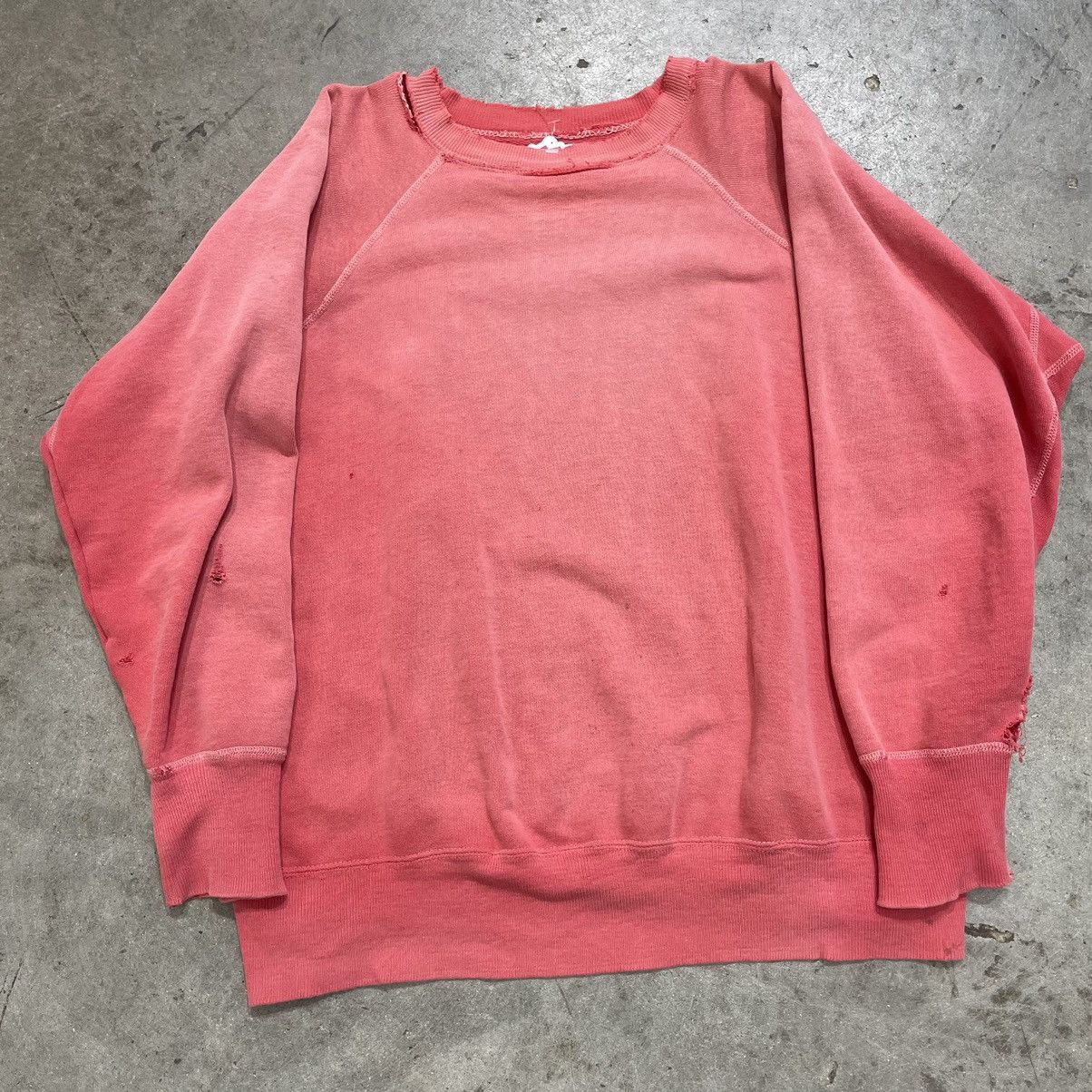 image of Made In USA x Vintage 1950’S Crewneck Distressed Sun Faded Red Pink 50S, Men's (Size Large)