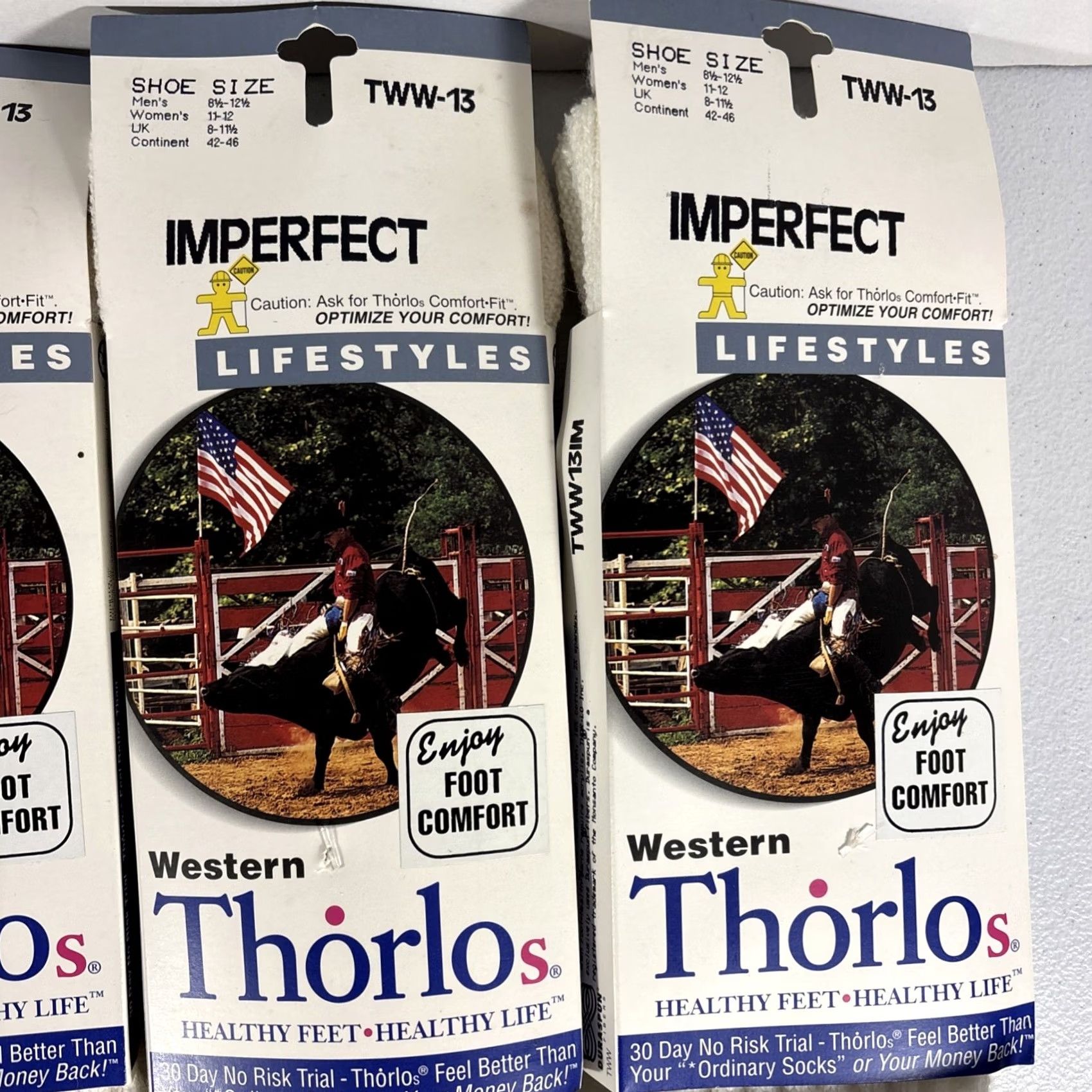 Vintage Thorlos Socks Western 8.5-12.5 Men Calf White 90s USA Solid Mid Calf 8 Pairs TWW-13 Size ONE SIZE - 3 Thumbnail