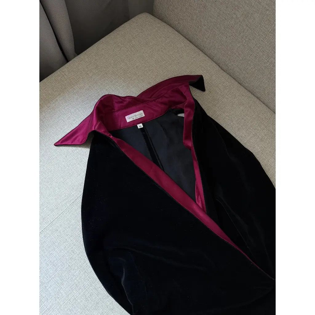 Versace Gianni Versace Womens Black Pink Wrap Velvet Mini Dress IT40 Size S / US 4 / IT 40 - 3 Thumbnail