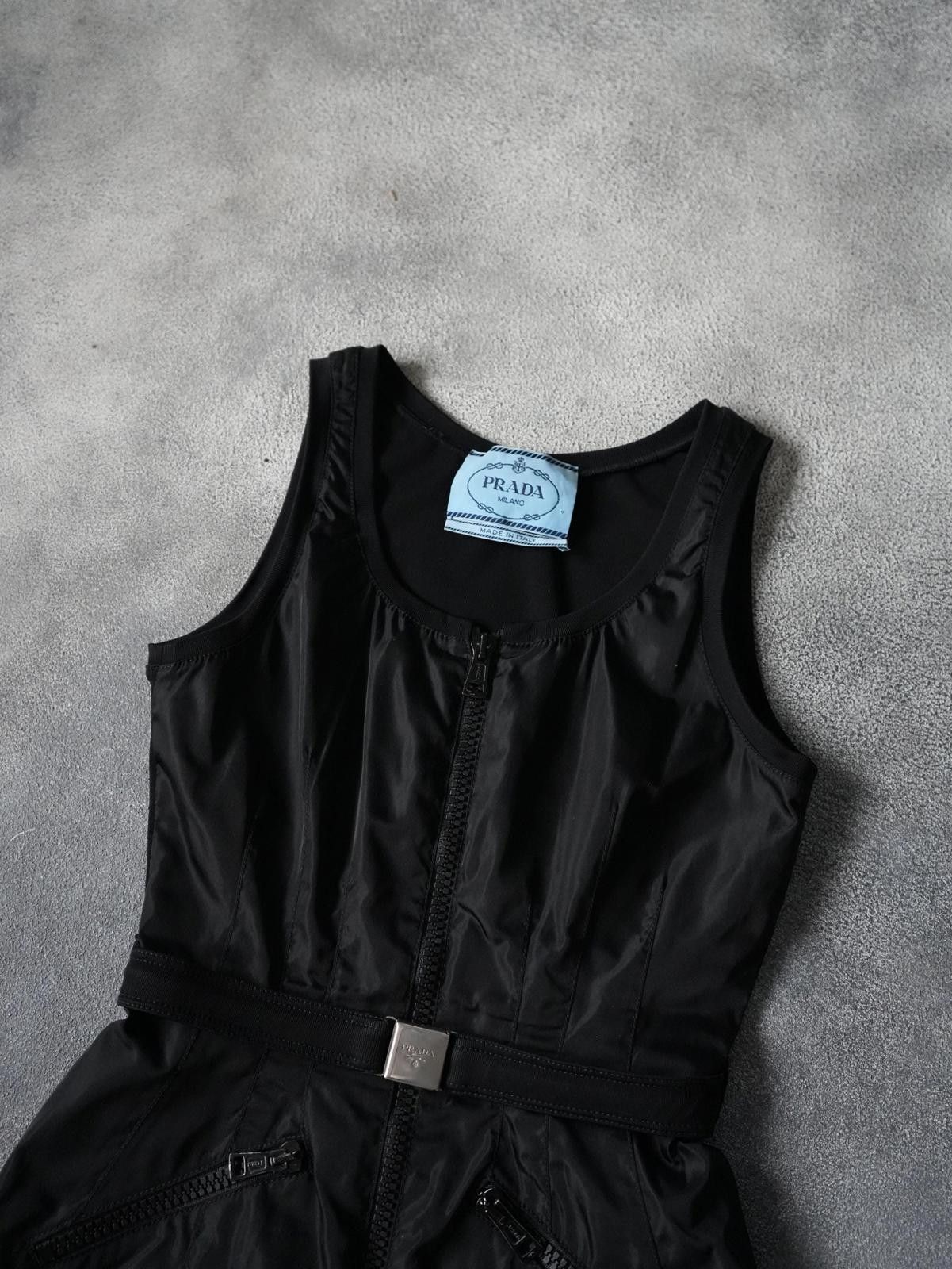 Other S/S 1995 Prada Runway Nylon Zipper Waist Sleeveless Dress Size L / US 10 / IT 46 - 7 Thumbnail