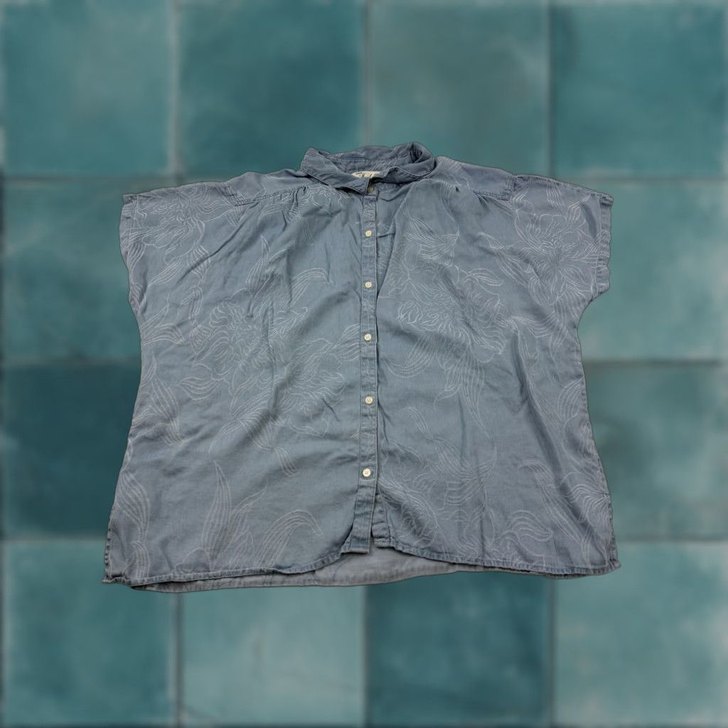 Vintage Caffe Marrakesh Chambray Shirt Womens XL Blue Button Front Short Sleeve Top Size XL / US 12-14 / IT 48-50 - 1 Thumbnail