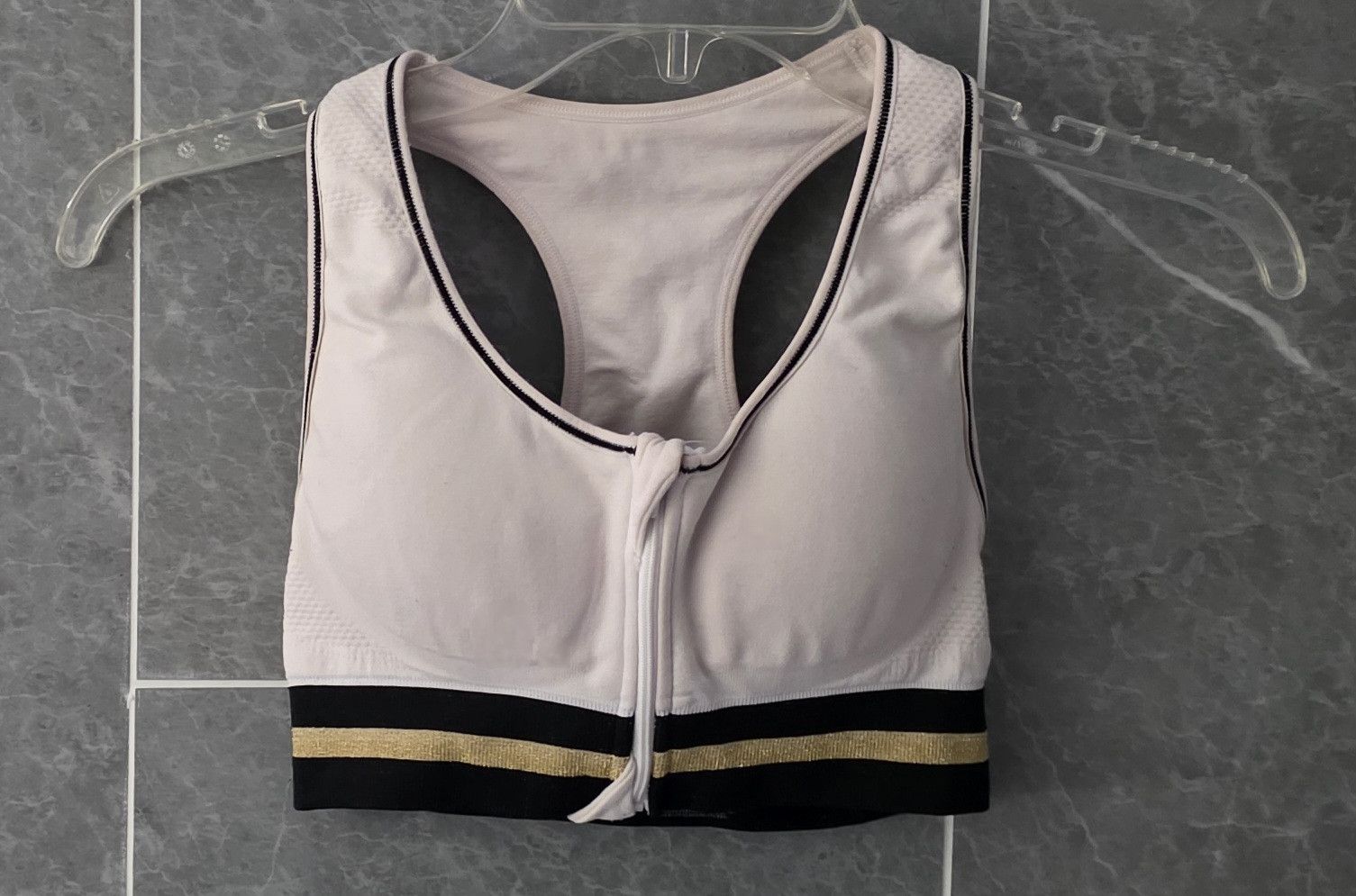 Other Primark White Gold Stripe Racerback Zip Front Sports Bra S Size ONE SIZE - 1 Thumbnail
