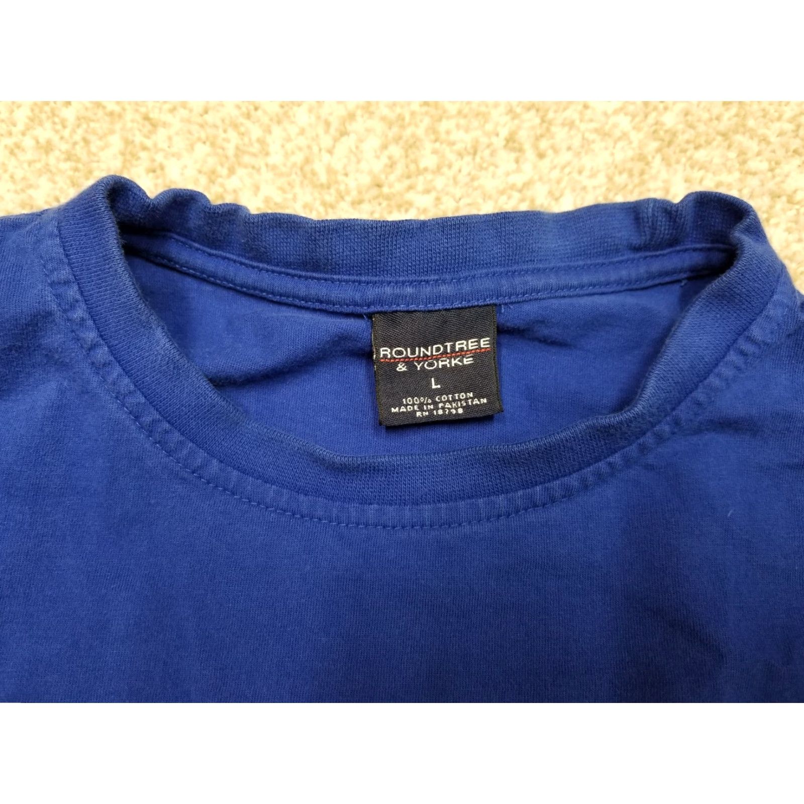 Roundtree & Yorke VINTAGE Roundtree & Yorke Shirt Mens L Blue Pocket Tee 90s Casual Crew Size US L / EU 52-54 / 3 - 3 Thumbnail