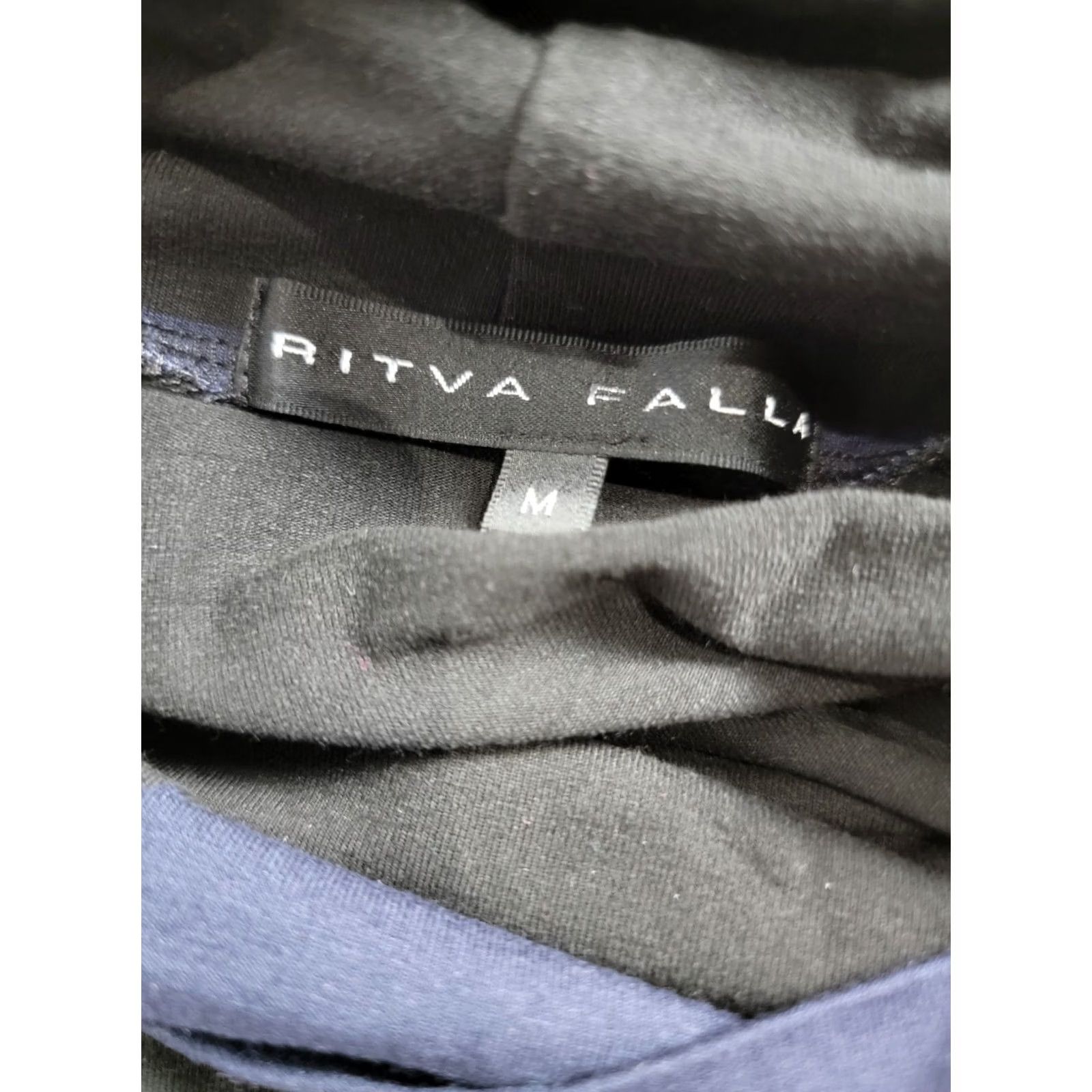Vintage Ritva Falla Womens Medium Black/Blue Striped Turtleneck Top 3/4 Sleeve Casual Size M / US 6-8 / IT 42-44 - 3 Thumbnail
