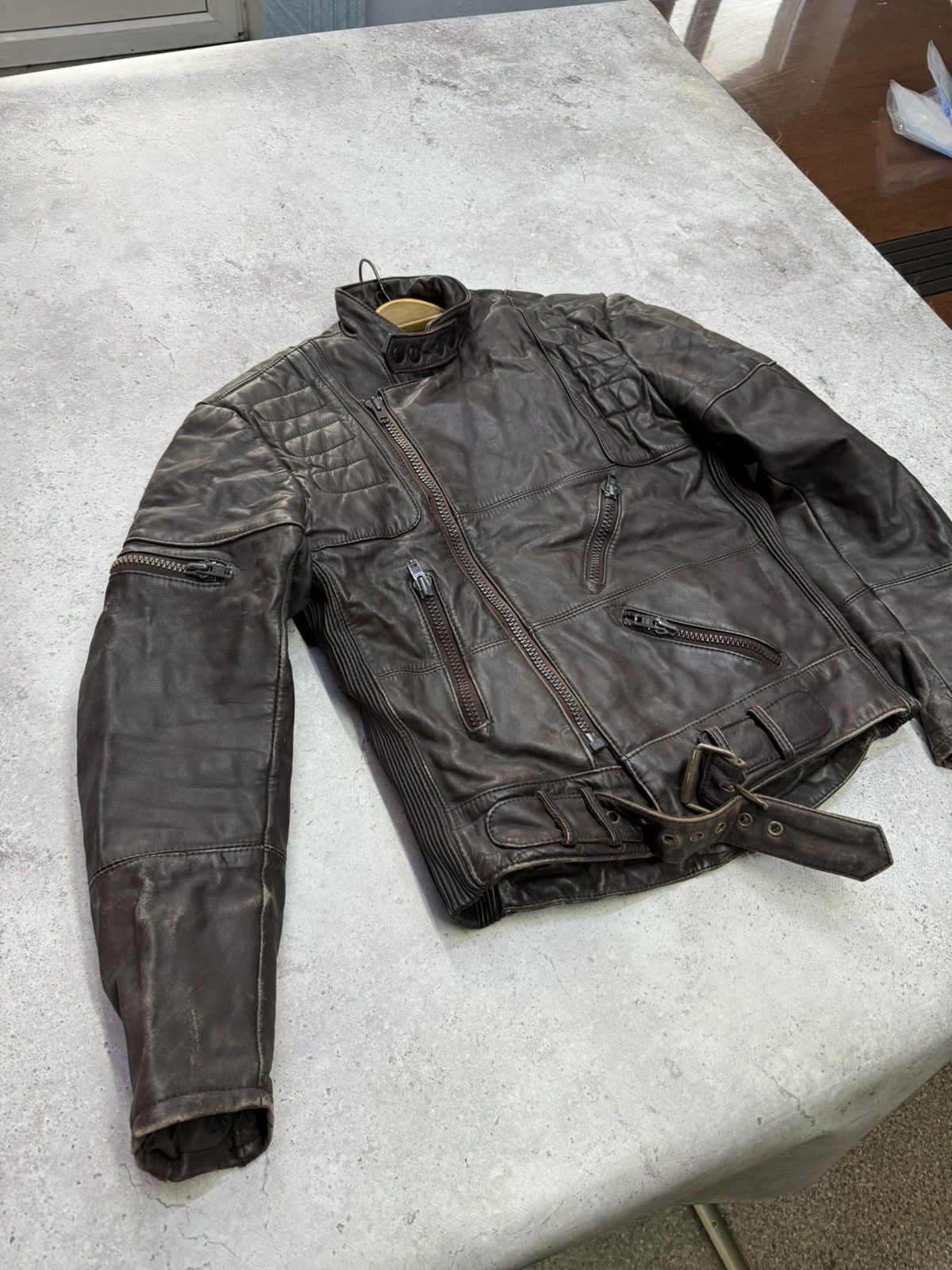 Japanese Brand Vintage 90s Stone Leather Multi-Zip Racing Jacket Size US M / EU 48-50 / 2 - 9 Thumbnail