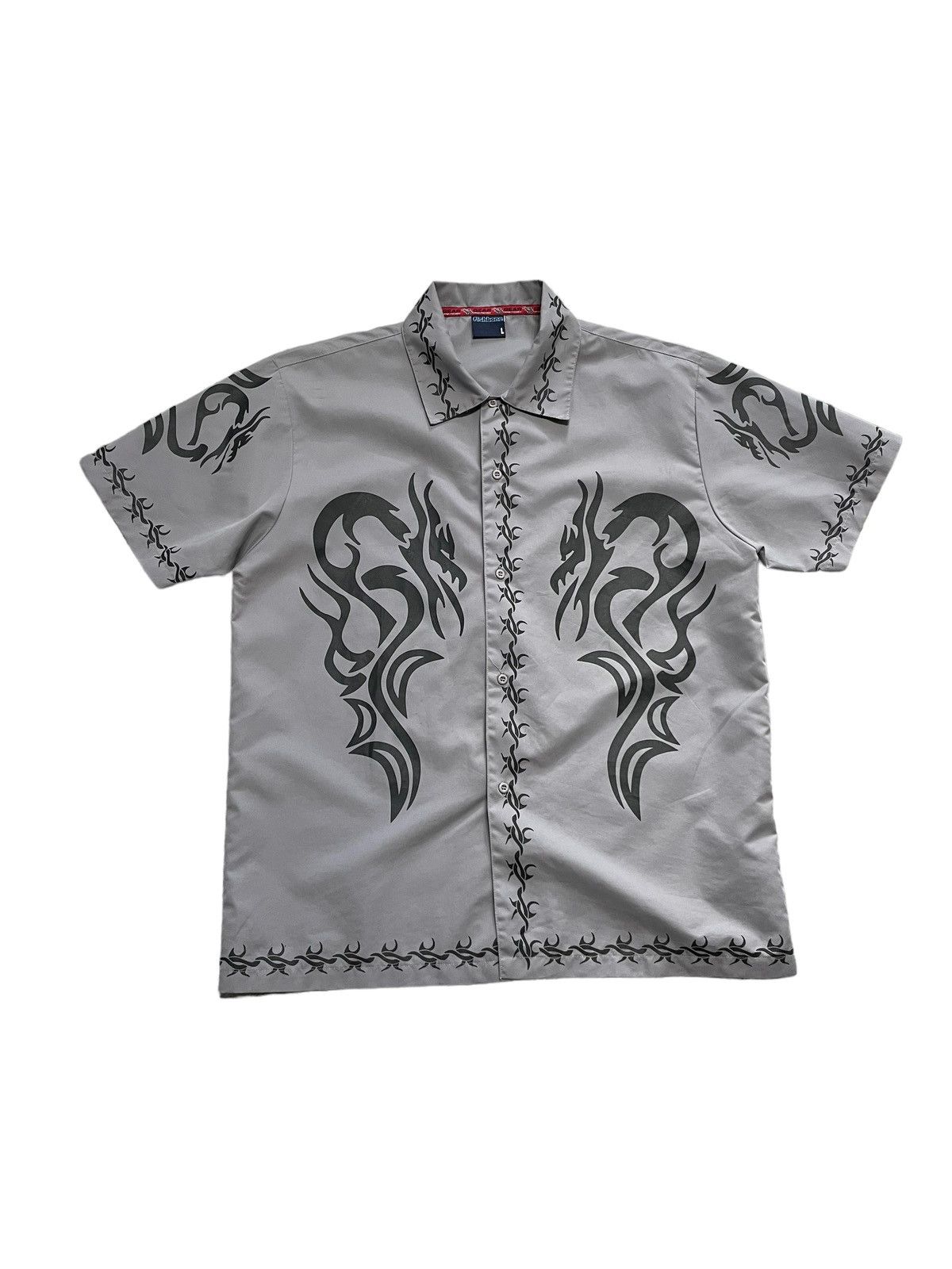 Japanese Brand Vintage Y2K Tribal Barb Wire Flame Button Up Oversized Shirt Size US L / EU 52-54 / 3 - 1 Thumbnail