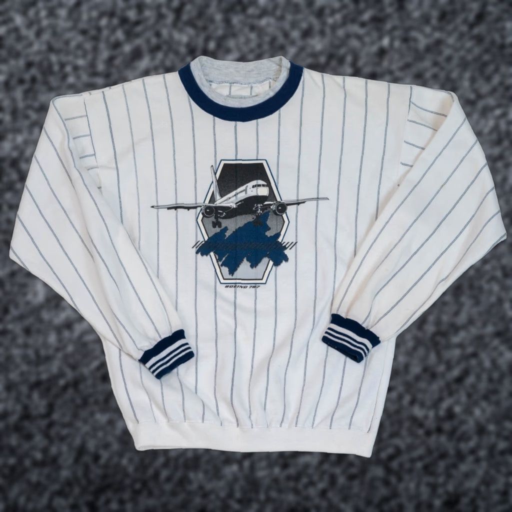Vintage VINTAGE Gear Sweatshirt Mens Small Navy Blues Crew Neck 90s Flight Plane 767 Size US S / EU 44-46 / 1 - 1 Thumbnail
