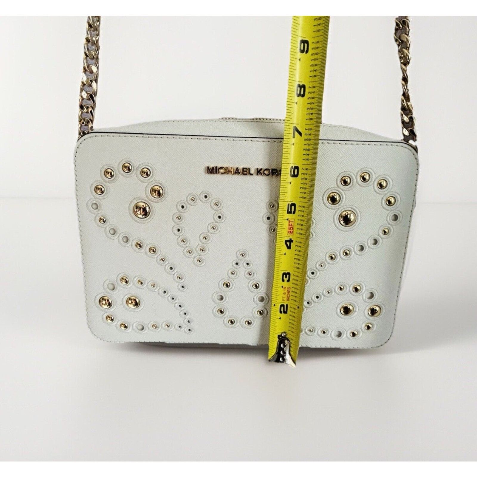 Michael Kors Michael Kors Ginny Leather Crossbody White Embellished Size ONE SIZE - 10 Thumbnail