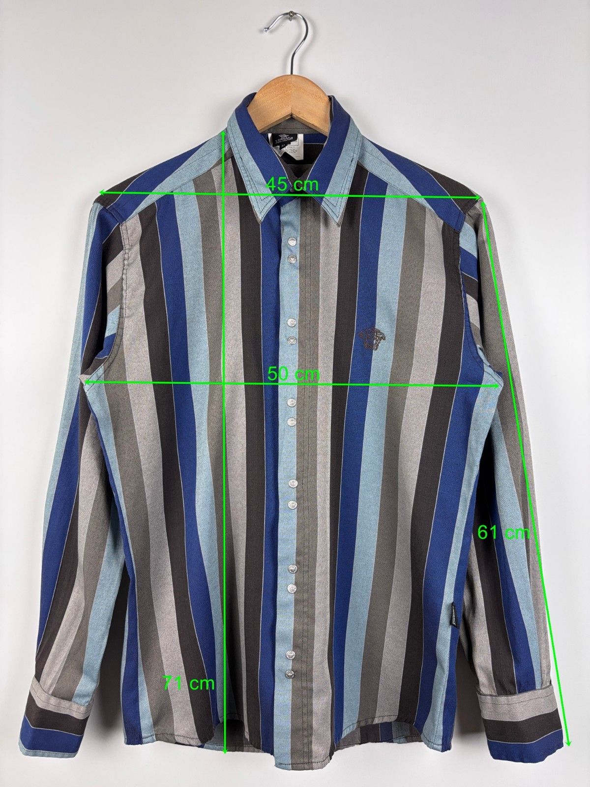 Versace Jeans Couture Versace Jeans Couture Pearl Snap Striped Shirt M fits like S Size US M / EU 48-50 / 2 - 2 Thumbnail
