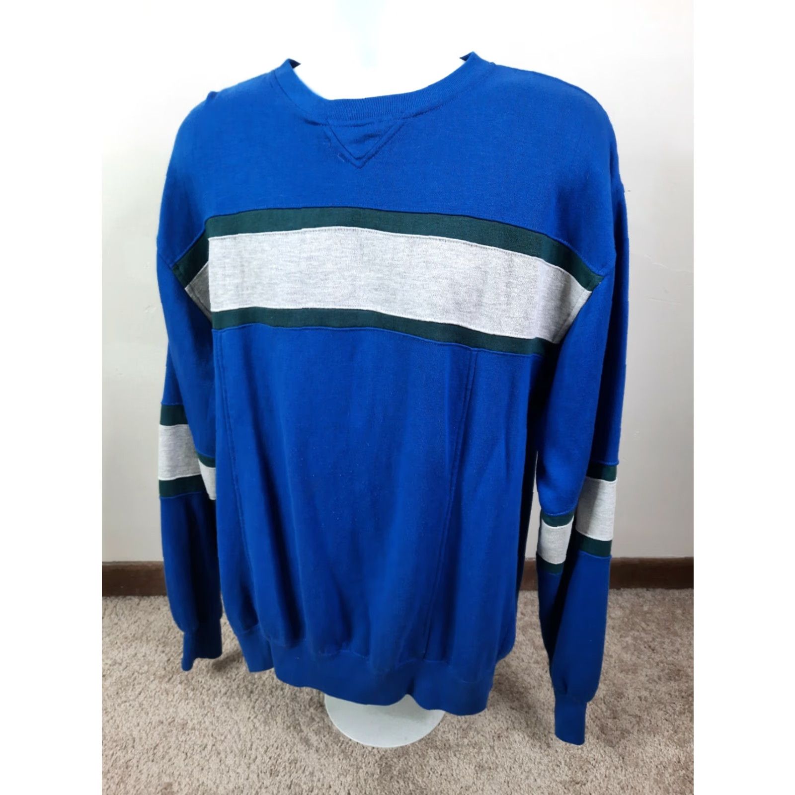 Vintage VINTAGE Sasson Striped Crewneck Pullover Sweatshirt Men XL Blue 80s 2XL Big & Tall Crew Neck Size US XL / EU 56 / 4 - 4 Thumbnail
