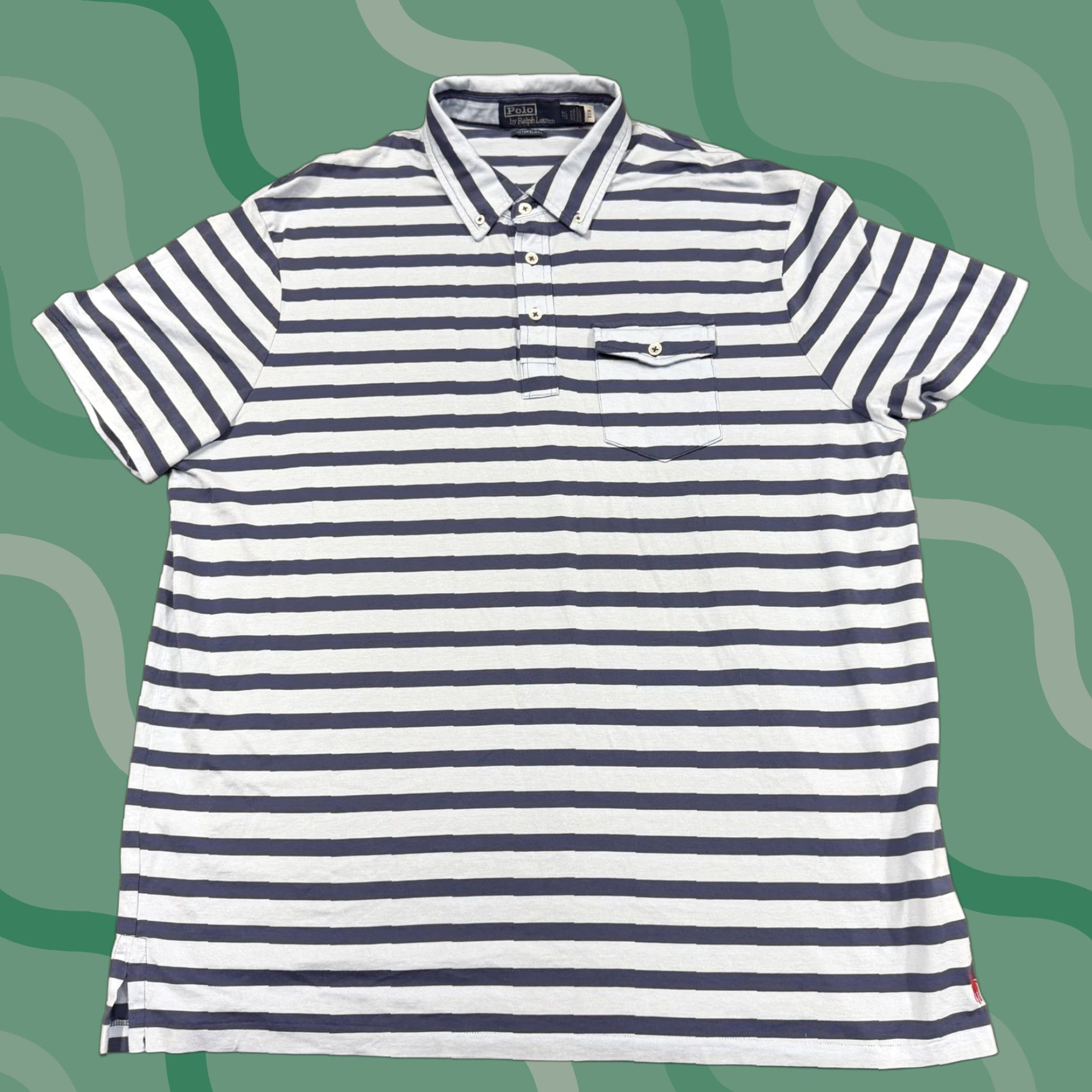 Polo Ralph Lauren Polo By Ralph Lauren Polo Shirt 2XL Blue Stripe Custom Slim Fit Pocket Mens Size US XXL / EU 58 / 5 - 1 Thumbnail
