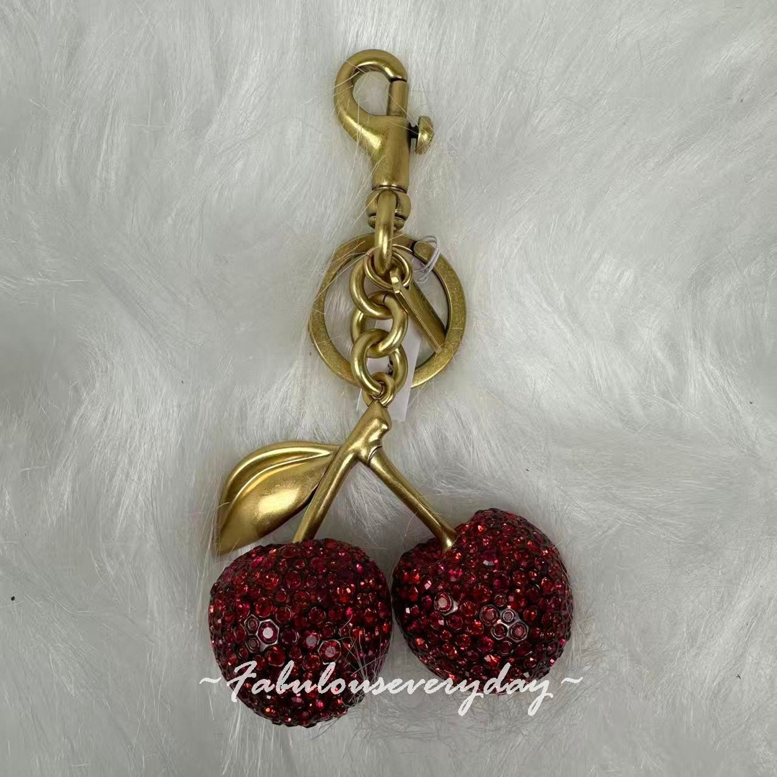 Coach Coach Crystal Cherry Bag Charm Keychain Fob CCD32 Brass /Red Size ONE SIZE - 3 Thumbnail