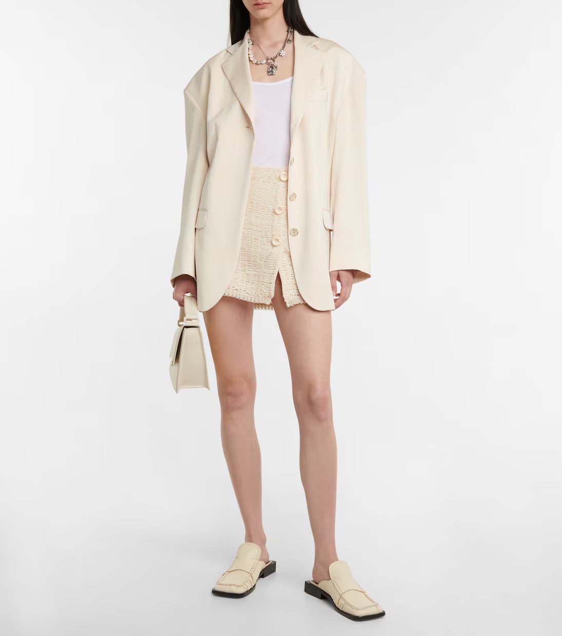 Acne Studios o1y0725 Mini Skirt in Cream Size 28" / US 6 / IT 42 - 4 Thumbnail