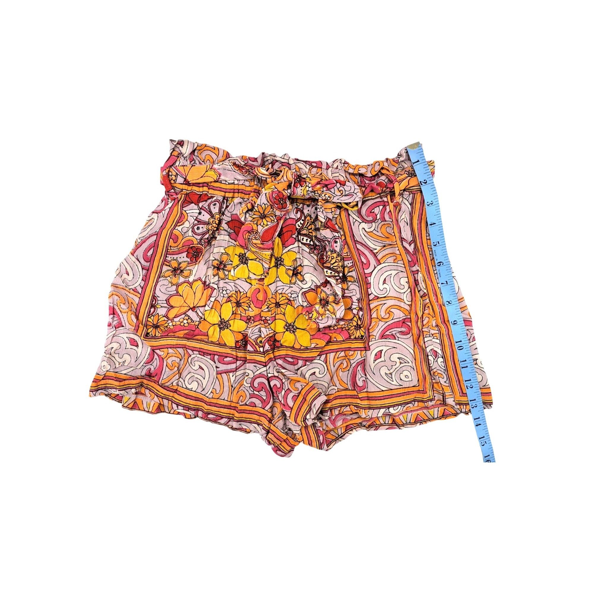 Other Angie Paper Bag Shorts Orange Women Small Retro Tie Belt Size 25" / US 0 / IT 36 - 5 Thumbnail