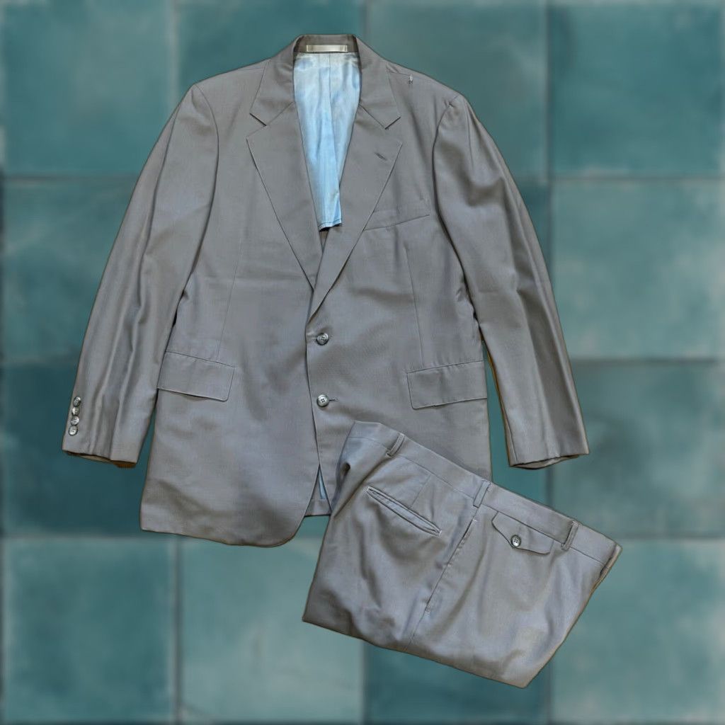 Vintage VINTAGE 1960s Rockabilly Beige Wool Suit Jacket Mens Size 44 Regular Waist 36 Inseam 29 Pants Size 44R - 1 Thumbnail
