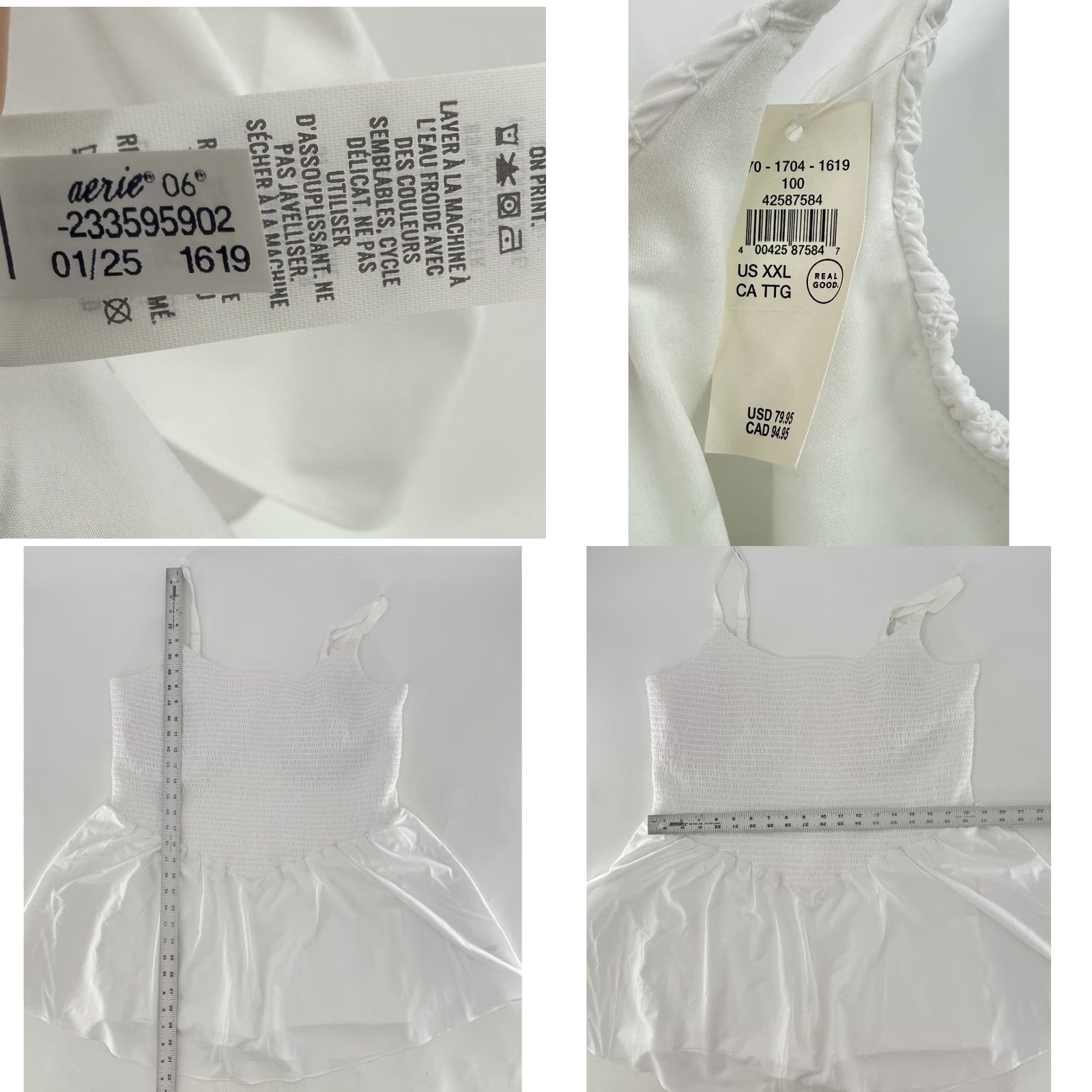 Vintage NWT Aerie Dress Smocked Flowy White Tank Dress XX L Preppy 79.85 Ladies Sleeveless Scoop Neck Short Dress Size XXL / US 16-18 / IT 52-54 - 8 Thumbnail