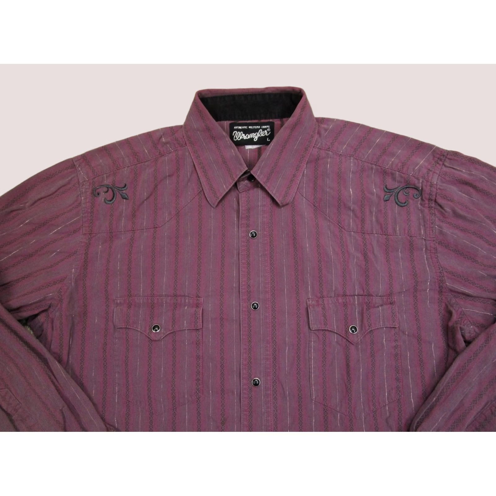 Wrangler Wrangler Pearl Snap Shirt Men L Purple Striped Western Long Sleeve Button-Up Size US L / EU 52-54 / 3 - 1 Thumbnail