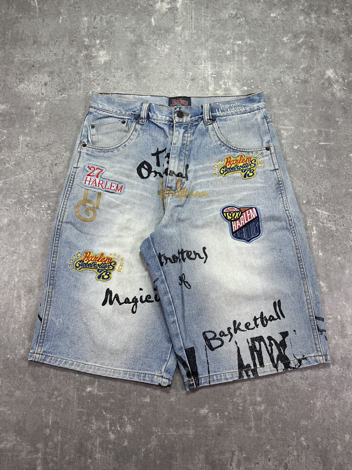 Fubu Platinum Fubu Harlem Globetrotters Printed Baggy Denim Jorts Size US 34 / EU 50 - 2 Thumbnail