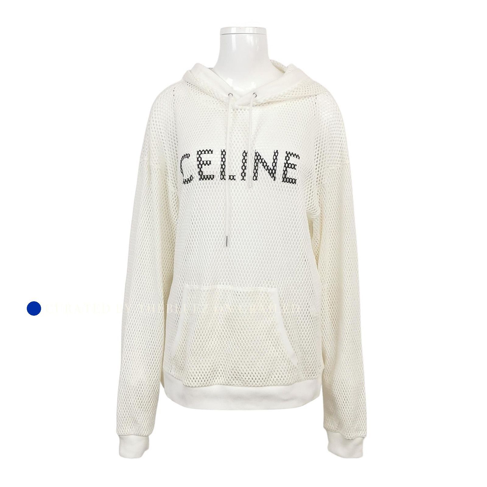 Celine Logo Mesh Hoodie in Crisp White Size US L / EU 52-54 / 3 - 1 Thumbnail