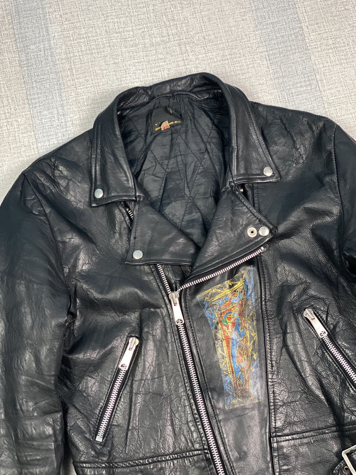 Vintage Vintage 80’s COWHIDE British Style Rider Leather Jacket Size US XXS / EU 40 - 2 Thumbnail