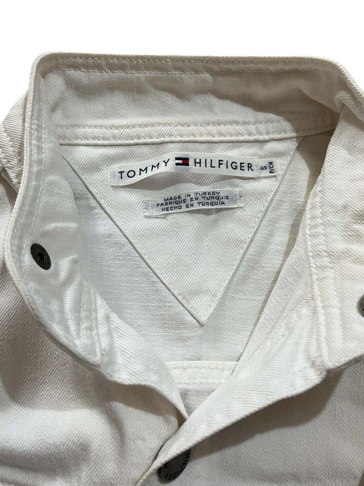 Tommy Hilfiger 1990s Tommy Hilfiger White Jeans Jacket Size S / US 4 / IT 40 - 4 Thumbnail