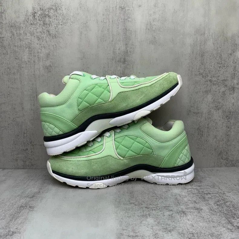 Chanel Chanel Green Diamond Pattern Sneakers Size 38. Size US 8 / EU 41 - 4 Thumbnail