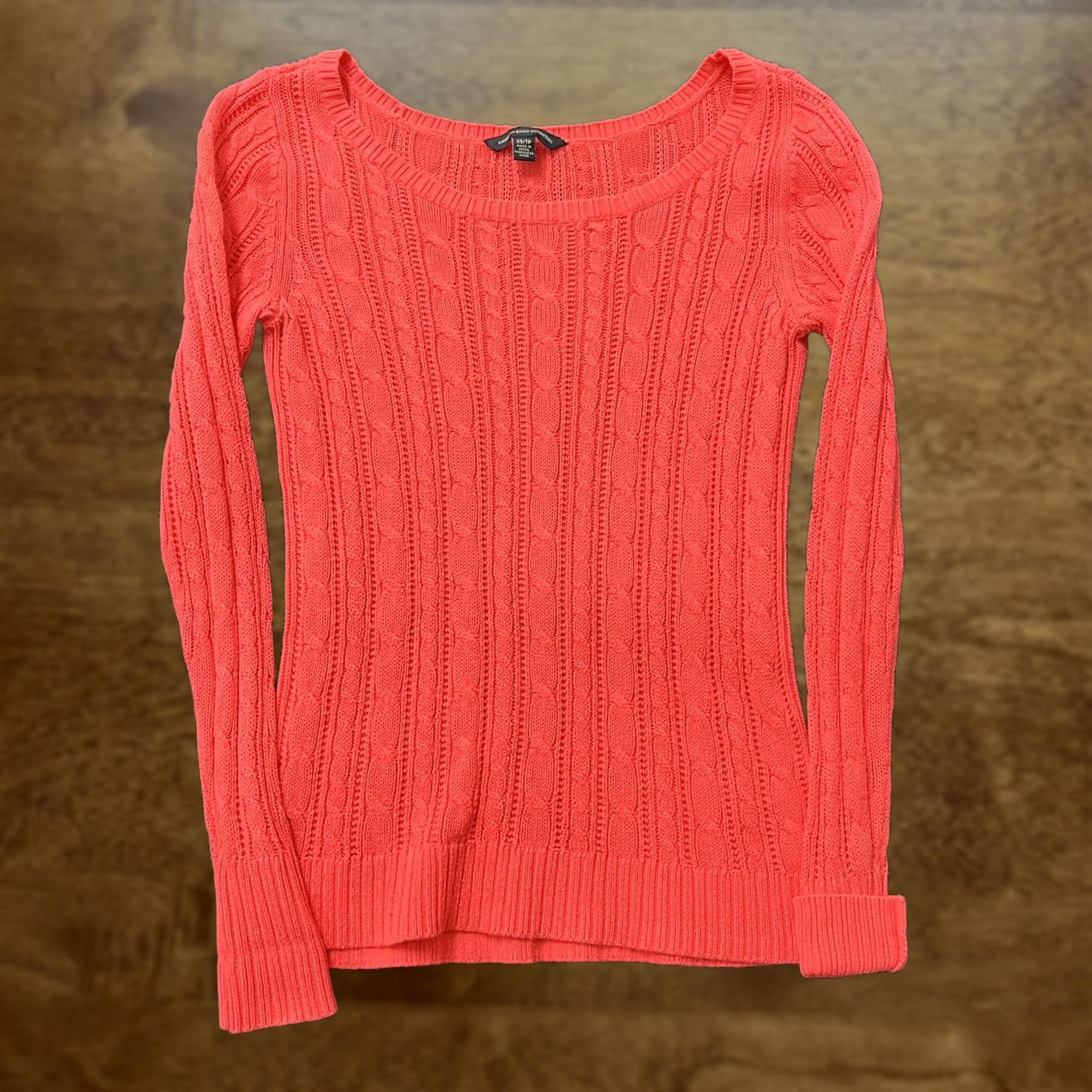 American Eagle Outfitters VINTAGE American Eagle Outfitters Sweater Womens XS Pink Cable Knit Scoop Neck Pullover Size XS / US 0-2 / IT 36-38 - 1 Thumbnail