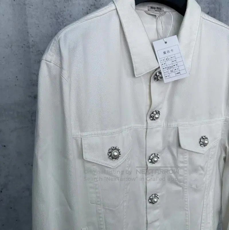 Miu Miu Miu Miu White Denim Jacket for Women's Spring . Size M / US 6-8 / IT 42-44 - 6 Thumbnail