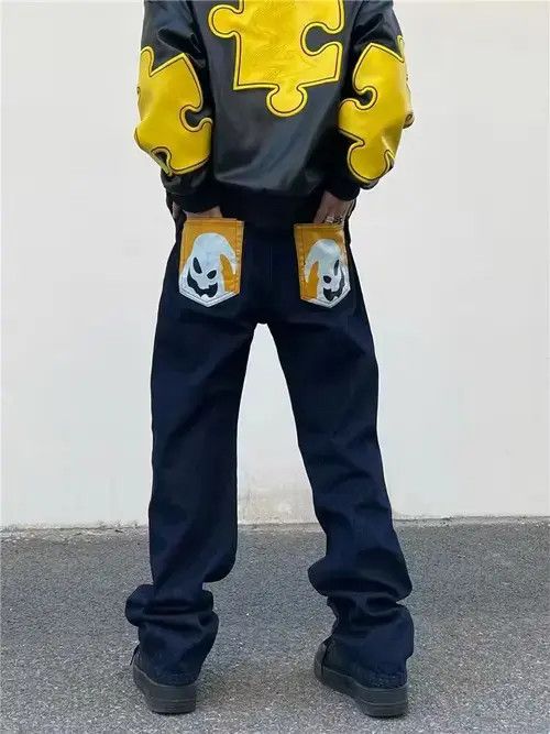 Rare GHOST Painted Graphic Blue Denim Jeans | Grailed