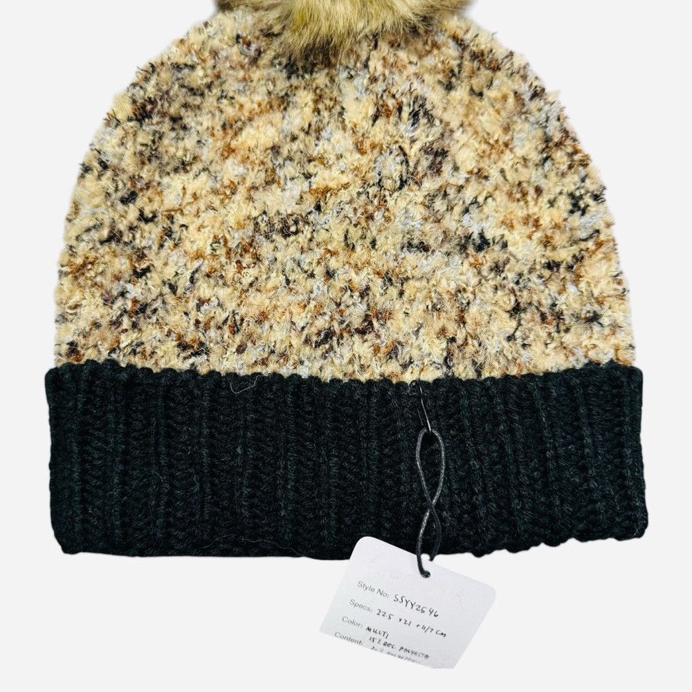 Anthropologie New Anthropologie Colorblock Chunky Knit Pom Pom Hat Size ONE SIZE - 4 Thumbnail