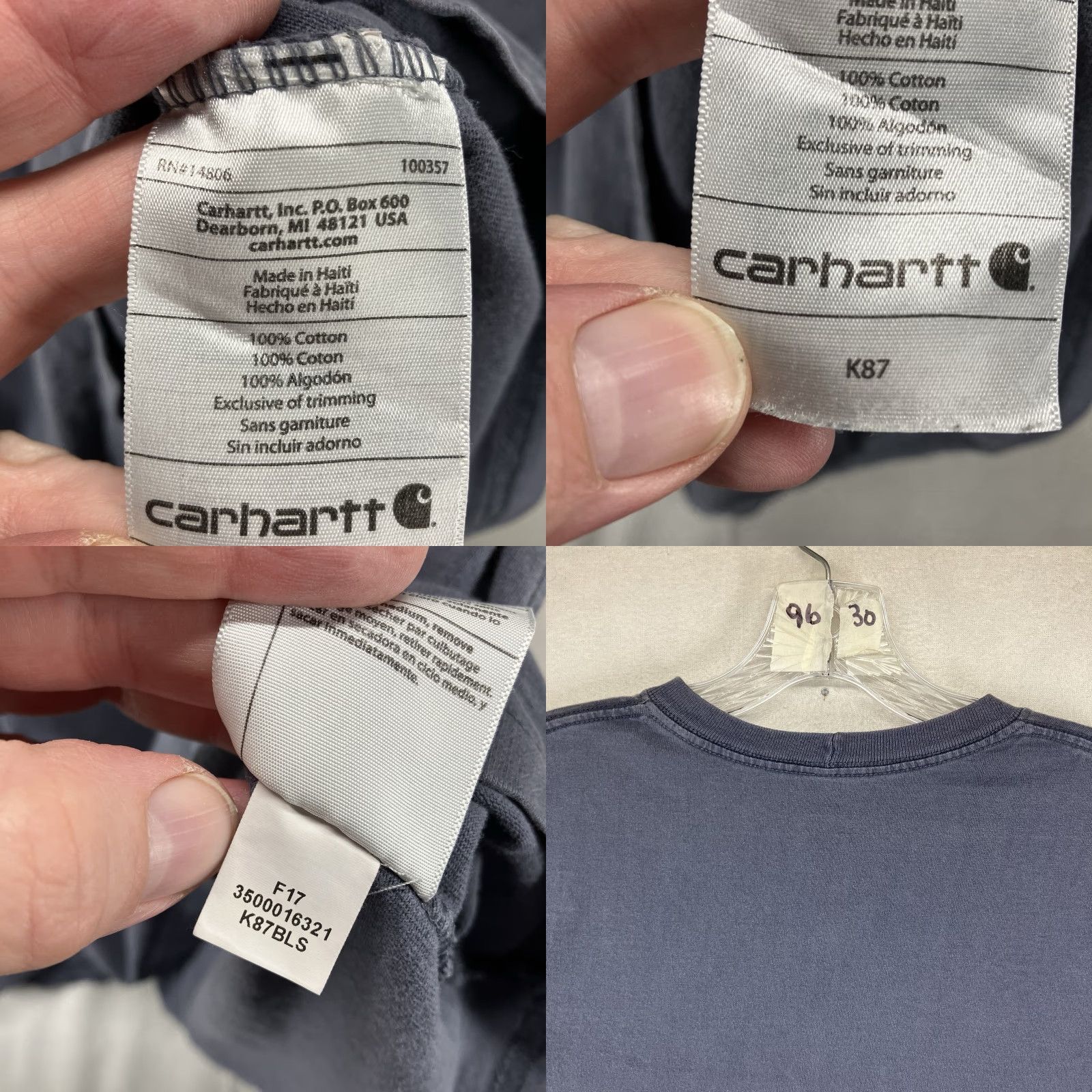 Carhartt VINTAGE Carhartt Mens T-Shirt Grunge Oversized Medium Short Sleeve Blue Crew Neck Logo Cotton All Seasons Heavyweight Regular 2010-2019 Mens Size US M / EU 48-50 / 2 - 8 Thumbnail