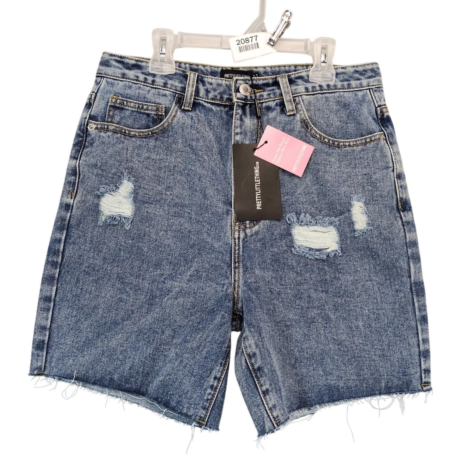 Other PrettyLittleThing Vintage Wash Ripped Longline Jean Shorts 6 Size 28" / US 6 / IT 42 - 1 Thumbnail