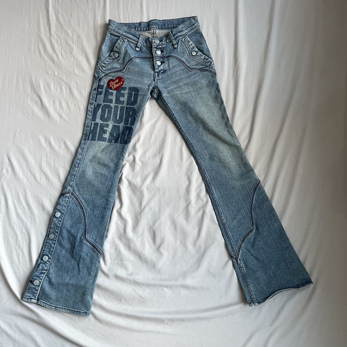 Hysteric Glamour Hysteric Glamour Feed Your Head Patchwork Flared Denim Size US 26 / EU 42 - 1 Thumbnail
