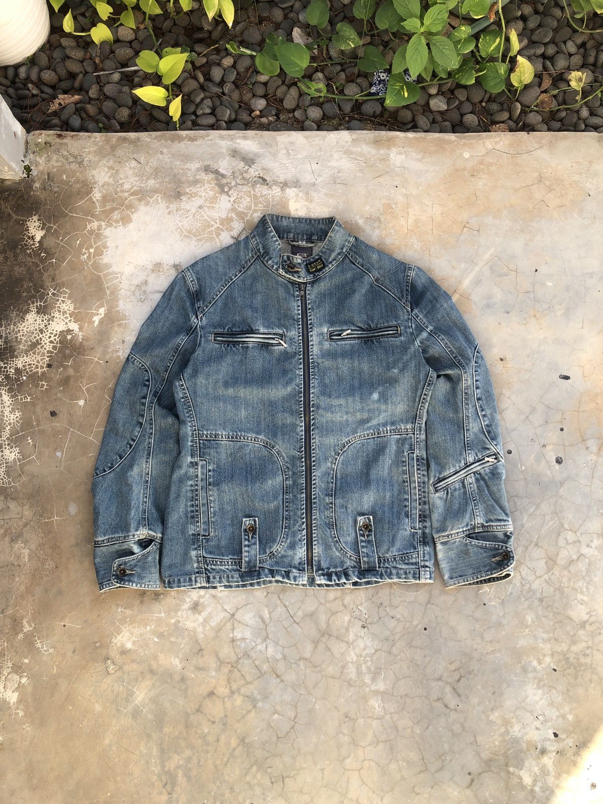 G-Star Vintage G-Star Raw Mechanic Zipper Denim Biker Rider Jacket Size US M / EU 48-50 / 2 - 1 Thumbnail