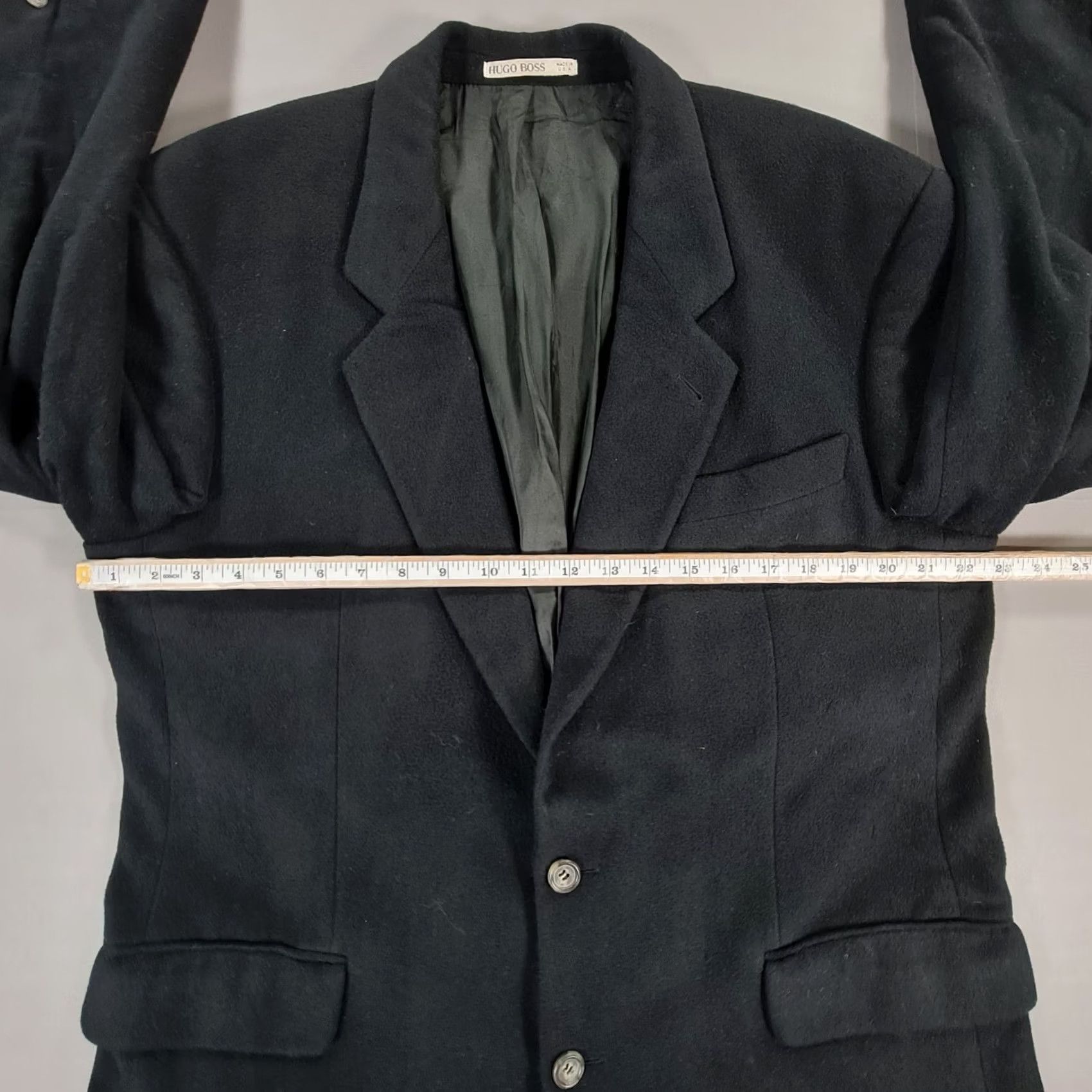 Hugo Boss VINTAGE Hugo Boss Mens Blazer Black 42 L Wool Angora Jacket USA Classic Designer Size 42R - 7 Thumbnail