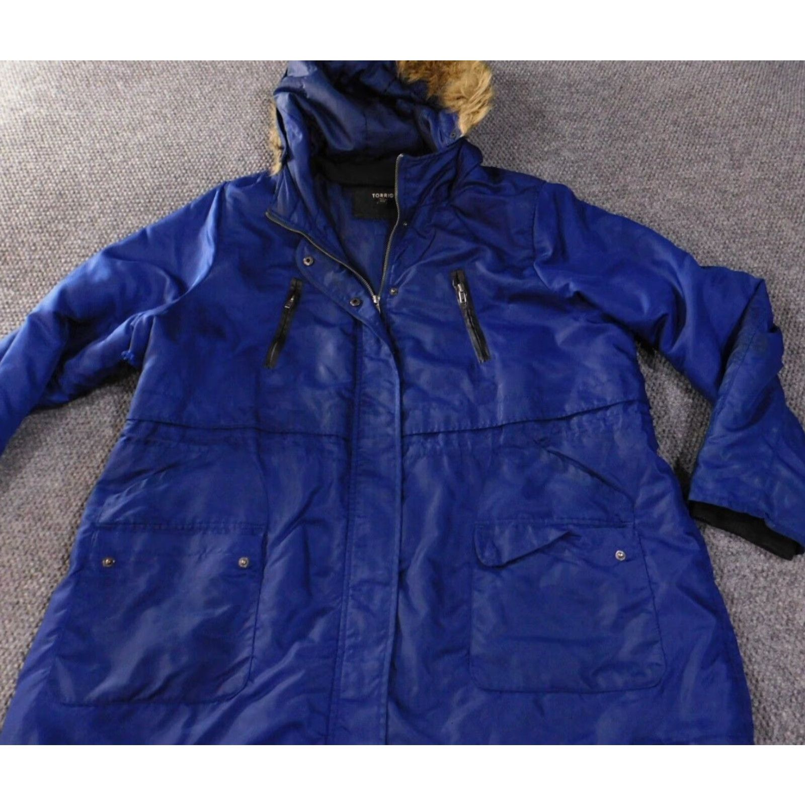 Torrid Torrid Jacket 2X Blue Puffer Coat Womens Hooded Insulated Nylon Polyester Winter Long Sleeve Zip Basic Jacket Size XXL / US 16-18 / IT 52-54 - 3 Thumbnail