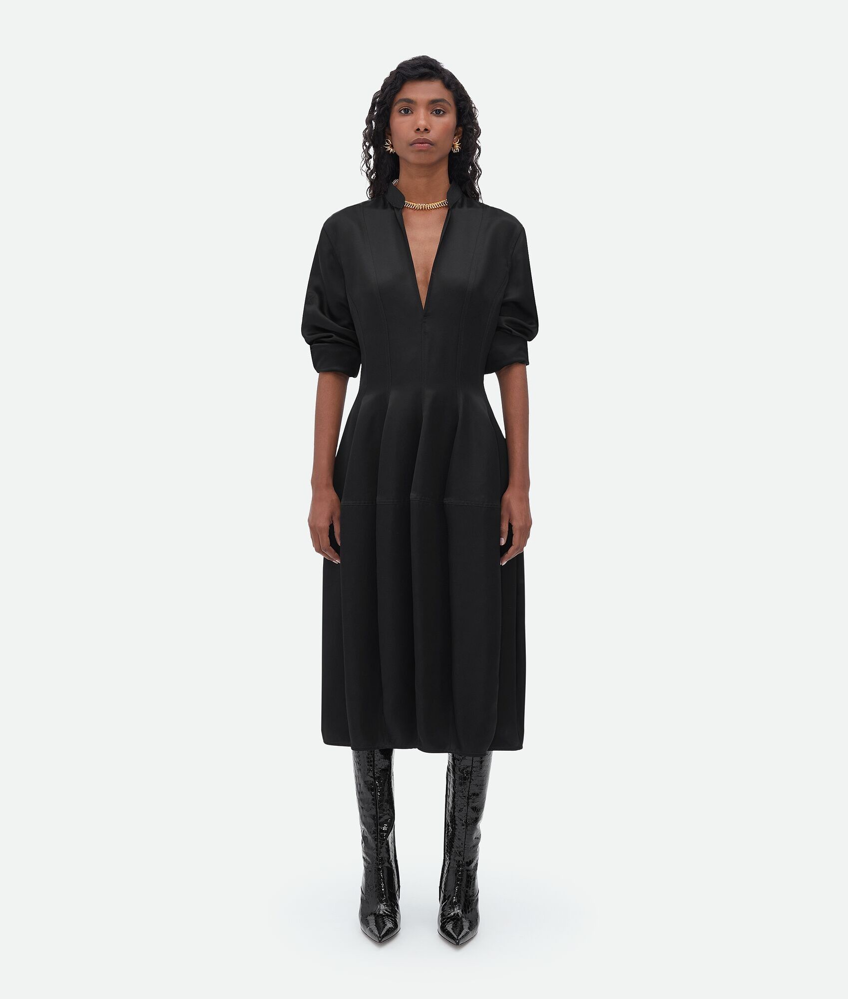 Bottega Veneta o1bcso1str0225 Silk Twill Dress in Black Size M / US 6-8 / IT 42-44 - 1 Thumbnail