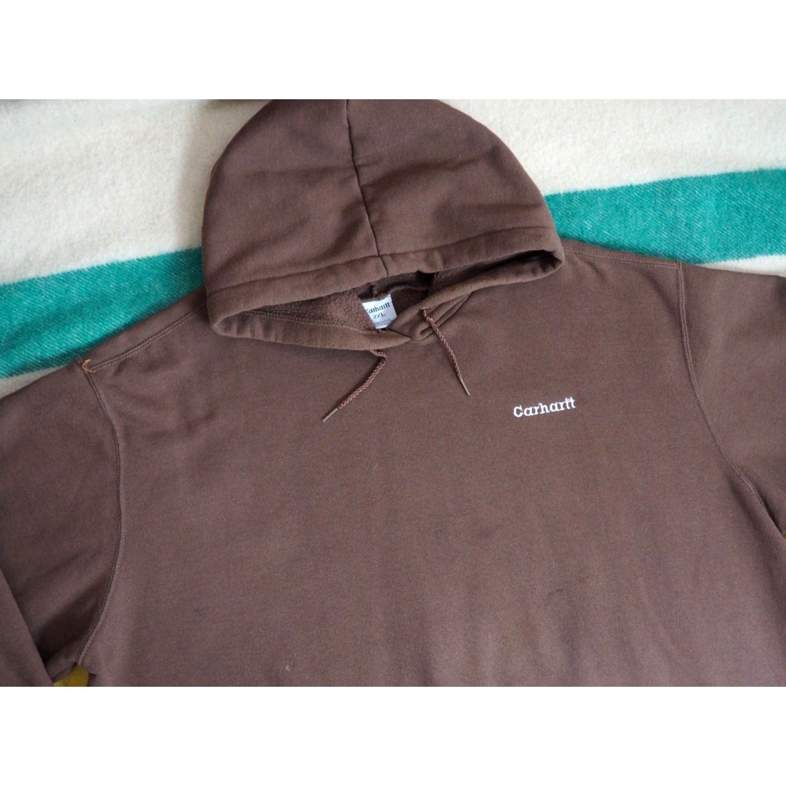 Carhartt VTG Carhartt Hooded Sweatshirt 2XL Brown 90s Logo Pullover Mens Hoodie Size US XXL / EU 58 / 5 - 3 Thumbnail